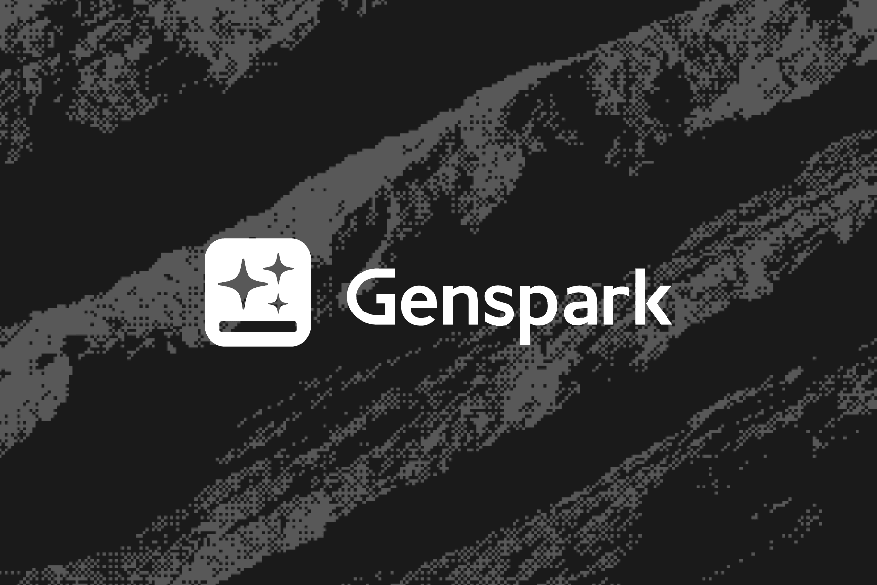 Genspark logo over a dithered grey and black rock terrain